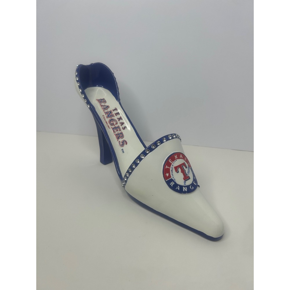 Texas Rangers Wine Bottle Holder MLB High Heel Shoe Figurine Rhinestone Decor